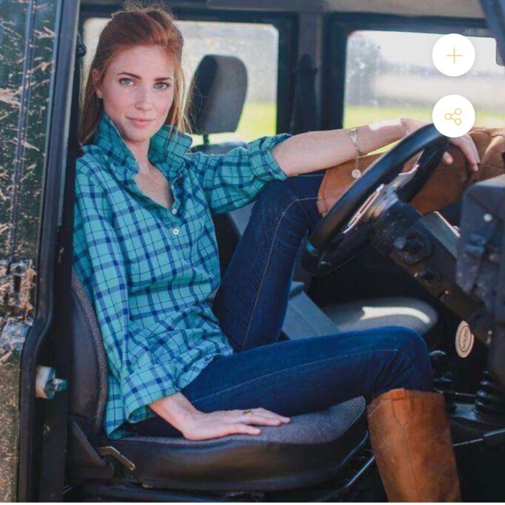 Southern Proper woman’s line 1/2 button down plaid shirt size large